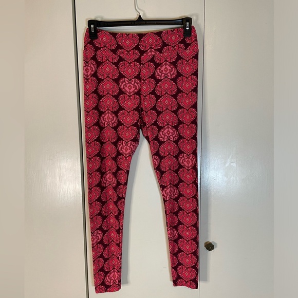 Lularoe Red Patterned Leggings - Picture 2 of 4